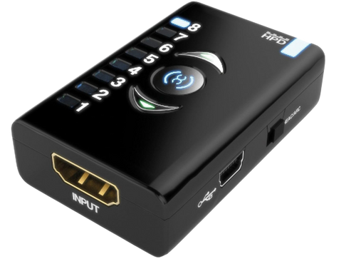Dr HDMI com entrada HDMI, porta Mini-USB e LED de banco EDID acesos