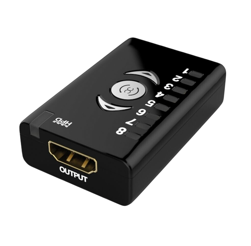 Lado de saída do Dr HDMI com saída HDMI e LED de banco de 1 a 8
