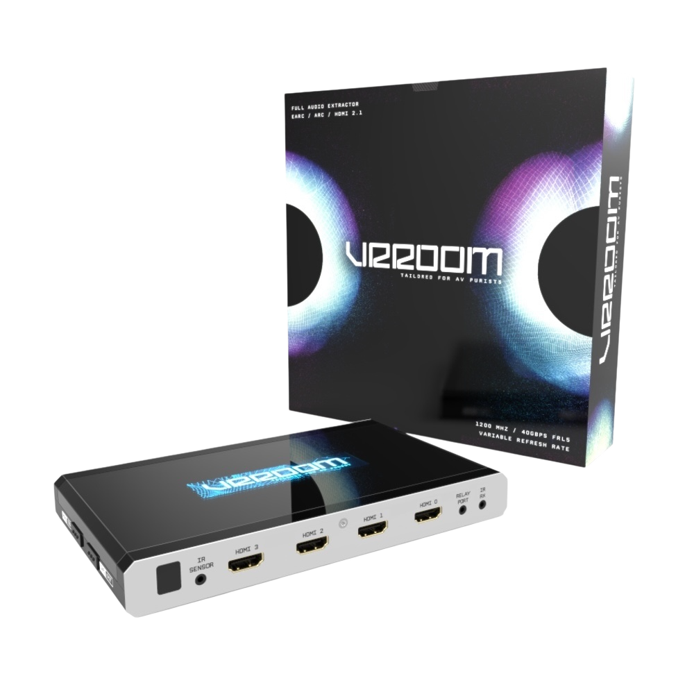 Matriz e extrator de áudio HDMI 2.1 8K HDfury VRROOM – frente da caixa